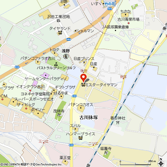 ミスタータイヤマン 古川付近の地図